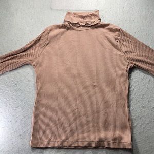 J. Crew Ribbed Turtleneck Top in Blush | Size M